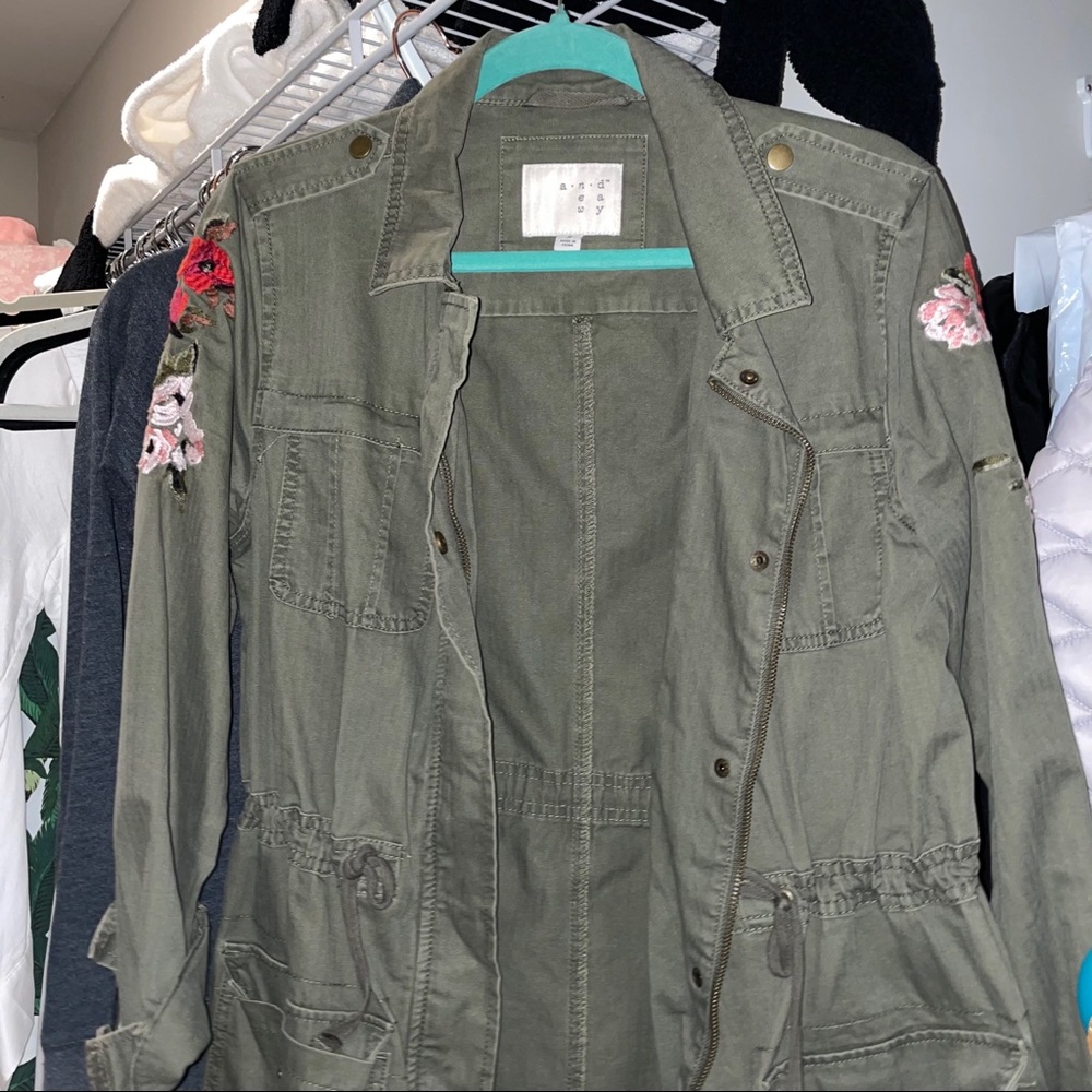 Army Green Zip Up Jacket